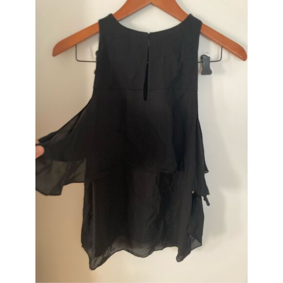 Ramy Brook silk cold‎ shoulder black blouse - Picture 6 of 7